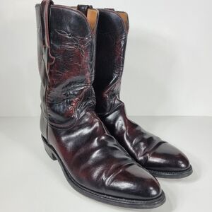 Lucchese Black Cherry Cowboy Boots Round Toe Style MADE in USA Men's 11 1/2